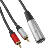 Microphone Audio Adapter Cable 2 RCA to XLR Connector Black Tinned Copper Wire Oxygen-Free Copper