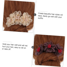 6pcs Hair Accessory Donut Ponytail Stick Cloth Material Assorted Color Will Not Hurt Hair for Travel and Birthday Assorted style