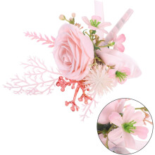 Corsage de mariage de style naturel, fleurs artificielles roses pour les garçons d'honneur et les invités