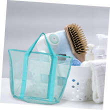 Große Familien-Strandtasche aus Netzgewebe mit Schultergurt, grüner Netzorganizer für Reisen und Urlaub