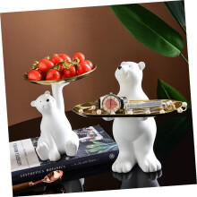 Vassoio decorativo a forma di orso in resina, realistico e con elevata capacità di carico, ideale per riporre oggetti e decorare la casa.