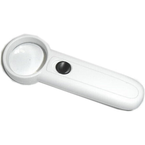 Lente d'ingrandimento portatile 15x con 2 luci LED, compatta e facile da usare.