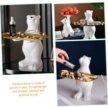 Plateau décoratif en résine représentant un ours réaliste, très résistant, idéal pour le rangement et la décoration intérieure.