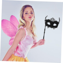 Geel draakpatroon half gezicht met stok handaccessoire cosplay kostuum rekwisiet
