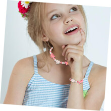 Ensemble collier et bracelet de perles pour filles avec motif papillon, bijoux en perles de bois, accessoires de déguisement