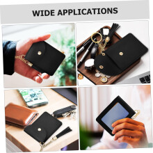 Small Card Holder Keyring with Tassel Pu Leather Credit Card Purse for Women Slim Id Wallet Accessory