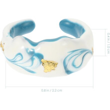 Elegante set di anelli di coppia con intarsi in lamina d'oro bianca e blu, fascia aperta regolabile, gioiello romantico per San Valentino.