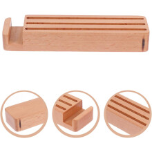 Boîte à médiators multifonction en hêtre avec support pour téléphone portable, kaki, pour ranger vos médiators sur un bureau.