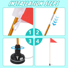 Bandera de seguridad para kayak de 1,2 m con base estable y soporte para riel, juego de soportes plegables para mástil de bandera de barco.