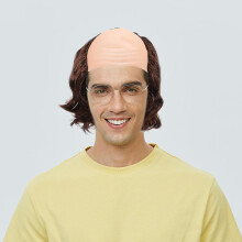 Perruque chauve humoristique pour hommes, bonnet chauve réaliste, perruque courte pour adultes, déguisement cosplay.