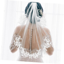 Voal de flori brodate cu pieptene, accesoriu elegant pentru păr de mireasă