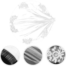 Broderad Blomslöja med Kam Elegant Bröllopshåraccessoar
