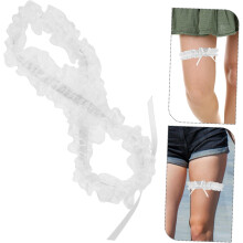 Strumpfband mit Schleife, Brautspitze, Oberschenkelhoch, Beinband für Damen, Accessoires für Hochzeitsfeiern, Weiß