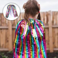 Cape arc-en-ciel, bandeau et couronne pour cosplay, costume unisexe de fĂŞte, longueur 75 cm.