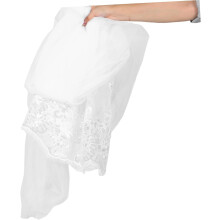 Voal de mireasă elegant, lung și lat, cu paiete, împodobit, cu plasă moale și accesoriu de păr din dantelă