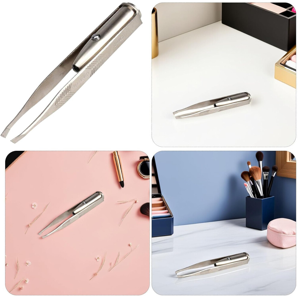 Hkhbjs Led Light Eyebrow Clip Tweezers For Women Facial Hair Removal Precision Led Lamp Tweezers Brow And Lash Remover Tool