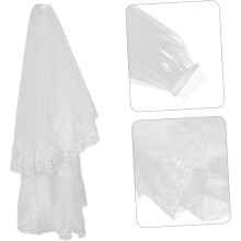 Spitze, glitzernder Schleier, Tüll, Brautkamm, Paillettenrand, Blumendesign