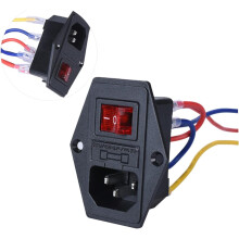 15-A-Steckdosen-Wippschaltermodul mit Sicherung für Drucker, schwarze Steckdose mit Netzkabel und Safe