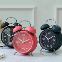Alarm Clock Desk Clock 4.5 Inch Retro Ring Bell Mute Metal Glass Creative Style for Students in Dorm Or Office