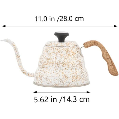 Βραστήρας καφέ 500ml από ανοξείδωτο ατσάλι με ξύλινη λαβή και λεπτό στόμιο με καπάκι