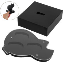 Étui porte-médiators en acrylique noir avec support et base stable pour une gestion efficace des médiators