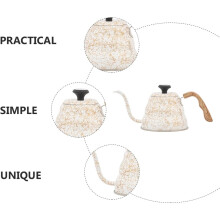 Bouilloire à café 500 ml en acier inoxydable, poignée en bois, bec verseur fin et couvercle