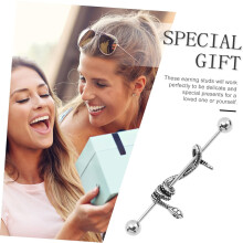 Barbell brinco serpente stud titânio aço corpo piercing jóias para cartilagem trágus orelha