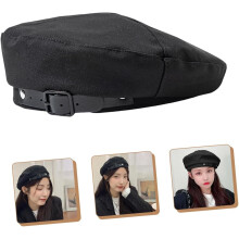 Vintage Leder-Baskenmütze für Damen, robuste Schutzmütze mit verstellbarem Lederriemen, Einheitsgröße