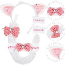 Fox Headband Cute Cat Ears Headband para Cosplay Party lavando rosto pulseiras e cola bowtie decorativa