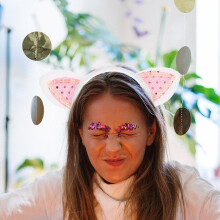 Fuchs-Stirnband, niedliches Katzenohren-Stirnband für Cosplay-Partys, Gesichts- und Handgelenksbänder sowie dekorative Fliege mit Schwanz