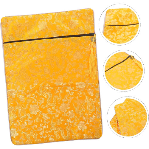 Portable Brocade Bible Book Protector Bag with Elegant Dragon Pattern