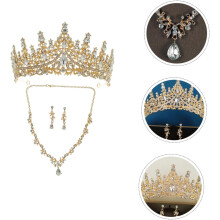 Corona y pendientes, joyas, corona, pendientes colgantes de diamantes de imitación, collar para novia de boda, joyas para novia