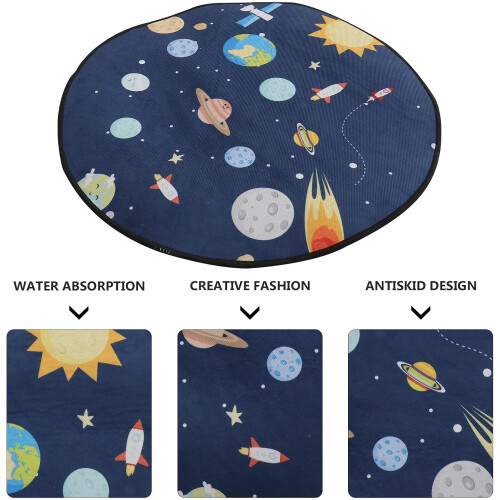Cartoon Pattern Floor Mat Round Shape Carpet 35x35x0.5inch Polyester Fiber Comfortable
