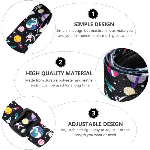 Sangle d'épaule réglable pour ukulélé en polyester avec motif