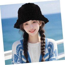 Seersucker-Bucket-Hat für Damen, stylischer Strandhut im Fischerstil für Freizeitausflüge und Tage im Freien, Schwarz