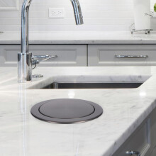 Tapa de acero inoxidable para cubo de basura empotrado, tapa abatible, cubierta oculta para cubo de basura de cocina y baño.