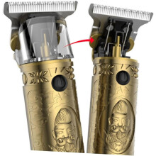 Gravierter Metall-Haarschneider mit USB-Ladefunktion, elektrischer Haartrimmer, Bronze, kabellos