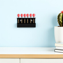 Porta freccette da parete in acrilico con 6 scomparti, colore nero, organizer per freccette da interno.