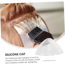 Silicone Dyeing Cap Set with Hook White Adjustable Hair Coloring Tool for Salon Professionals and Home Use