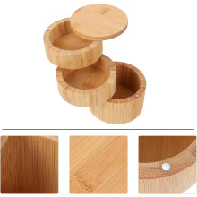 Caja de almacenamiento de especias de bambú de tres niveles, tipo japonés.