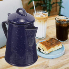 Jarra de té de 2 litros, de esmalte, estilo sencillo y elegante, con boquilla puntiaguda y asa cómoda.