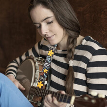 Verstellbarer Banjogurt im Vintage-Stil mit silberner 48er Schnalle, komfortabler Instrumententragegurt