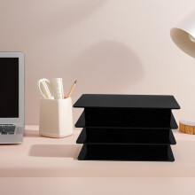 Acrílico 3-nível teclado e mouse suporte rack de armazenamento de área de trabalho com abrazadeira de bandeja de deslizamento