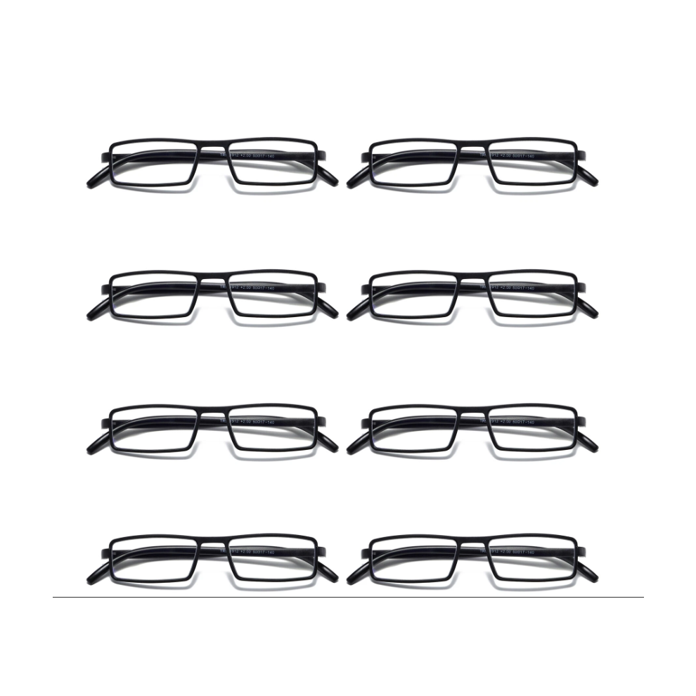 Wantowin Black/Blue/Light (, =+2.00 Strength) 8Pairs Mens Womens Unisex Unbreakable Reading Glasses Blocking Readers Hot