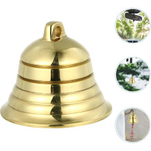 Antike Kupferglocke als Hängeornament, Glockenanhänger, goldfarbenes Kupfermaterial, zarte Oberfläche