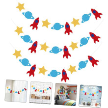 Jungen-Geburtstagsbanner Weltraumrakete Filzstoff Partydekoration Flagge für Zimmer und Party