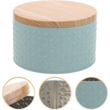 Boîte à biscuits en fer bleu avec couvercle, étui décoratif en métal pour bonbons d'enfants