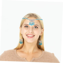 Stilvolles Vintage-Perlenhalsketten-Set, ethnischer Schmuck, Anhänger, Kopfschmuck und Ohrringe – perfekt für Partys