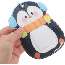 Leuke pinguïn PVC kaarthouder sleutelhanger hanger met cartoon dieren fotokaart hoesje
