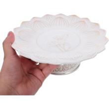 Weiße Buddha-Opferplatte aus Keramik, 18 cm (7 Zoll), elegantes Design, leicht zu reinigen, Küchenaufbewahrungstablett